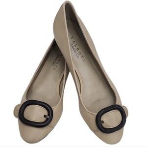 NWOT. Talbots Genuine Leather Buckle Ballet Flats Sz.9B